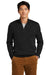 Brooks Brothers BB18412 Mens Merino Birdseye Long Sleeve 1/4 Zip Sweater Deep Black Model Front