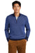 Brooks Brothers BB18412 Mens Merino Birdseye Long Sleeve 1/4 Zip Sweater Navy Blue/Compass Blue Model Front