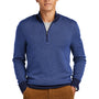 Brooks Brothers Mens Merino Birdseye Long Sleeve 1/4 Zip Sweater - Navy Blue/Compass Blue - New