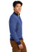 Brooks Brothers BB18412 Mens Merino Birdseye Long Sleeve 1/4 Zip Sweater Navy Blue/Compass Blue Model Side