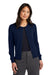 Brooks Brothers BB18413 Womens Merino Long Sleeve Cardigan Sweater Navy Blue Blazer Model Front