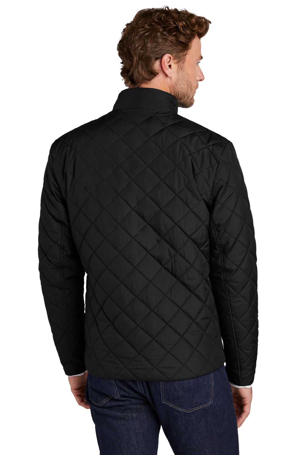 Brooks Brothers Mens Water Resistant Quilted Full Zip Jacket Deep Black Model Back