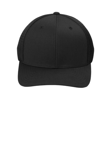 Port Authority C110 Mens Mesh Flexfit Hat Black Flat Front