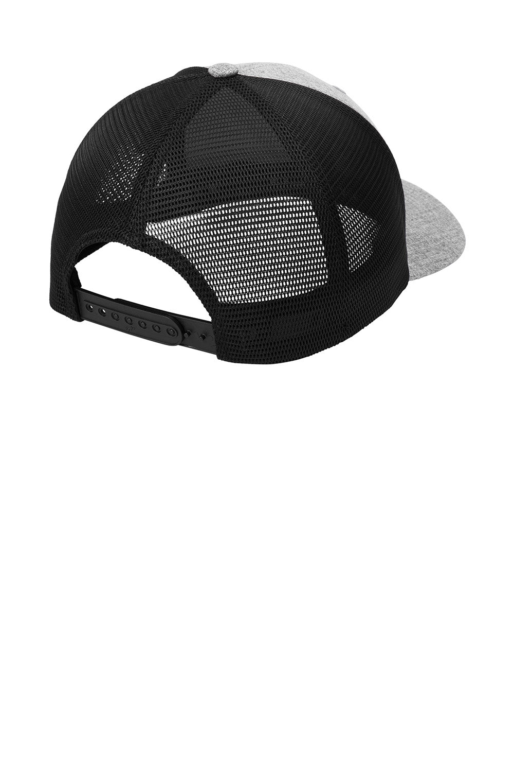 Port Authority C110 Mens Mesh Flexfit Hat Heather Silver Grey/Black Flat Back