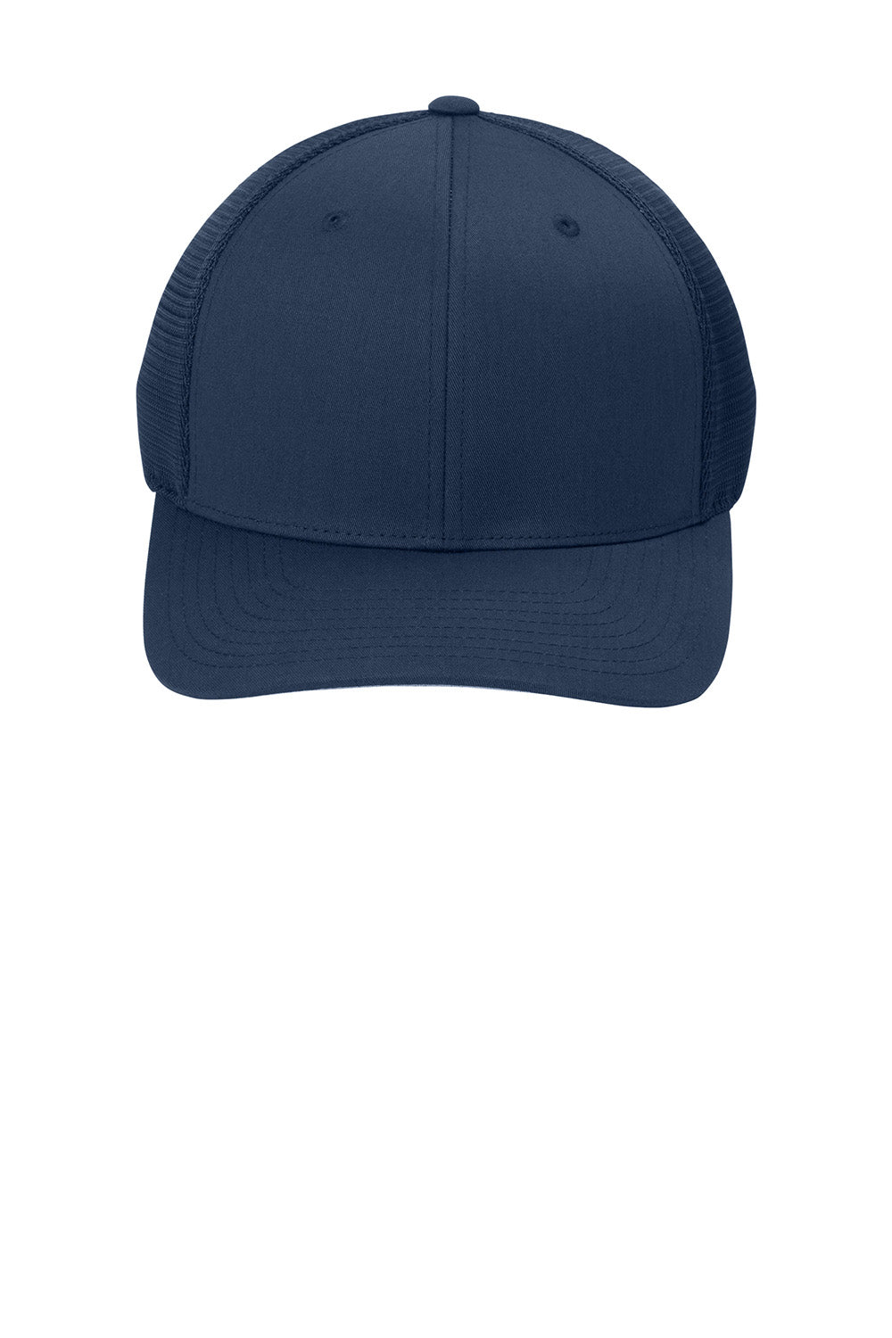 Port Authority C110 Mens Mesh Flexfit Hat True Navy Blue Flat Front