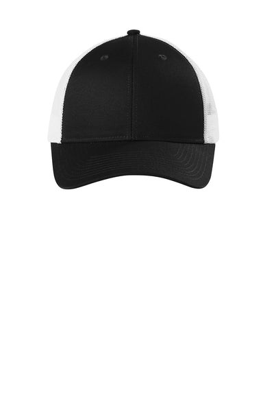 Port Authority C112LP Low Profile Snapback Trucker Hat Black/White Flat Front