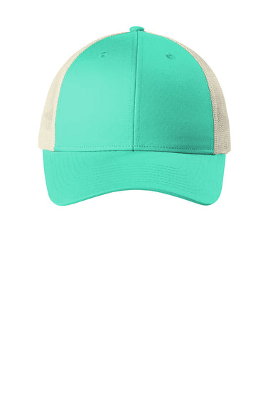 Port Authority C112LP Low Profile Snapback Trucker Hat Bright Seafoam Green/Ecru Flat Front