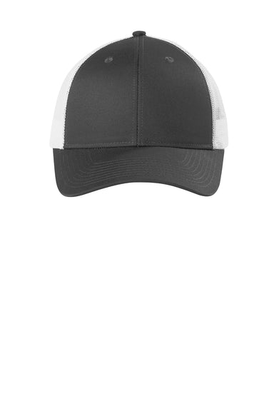 Port Authority C112LP Low Profile Snapback Trucker Hat Steel Grey/White Flat Front