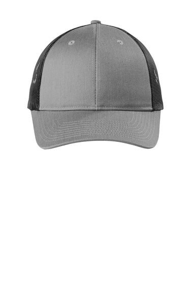 Port Authority C112LP Low Profile Snapback Trucker Hat Heather Grey/Black Flat Front