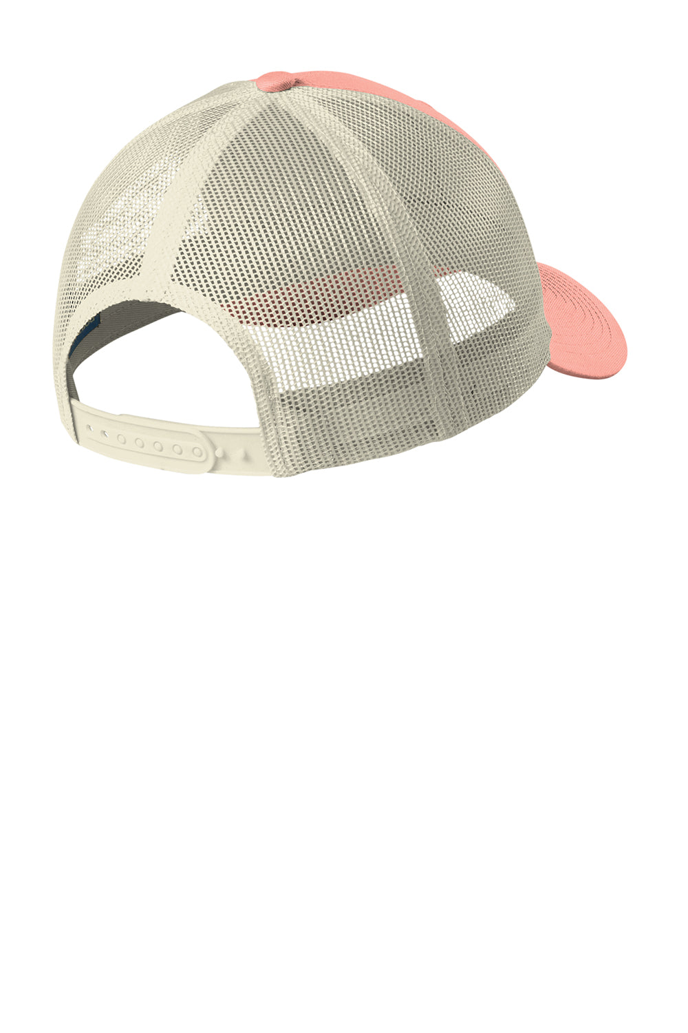 Port Authority C112LP Low Profile Snapback Trucker Hat Soft Coral Pink/Ecru Flat Back