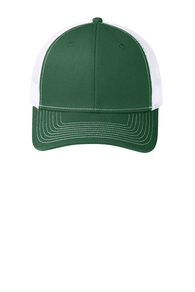 Port Authority C112 Mens Adjustable Trucker Hat Forest Green/White Flat Front