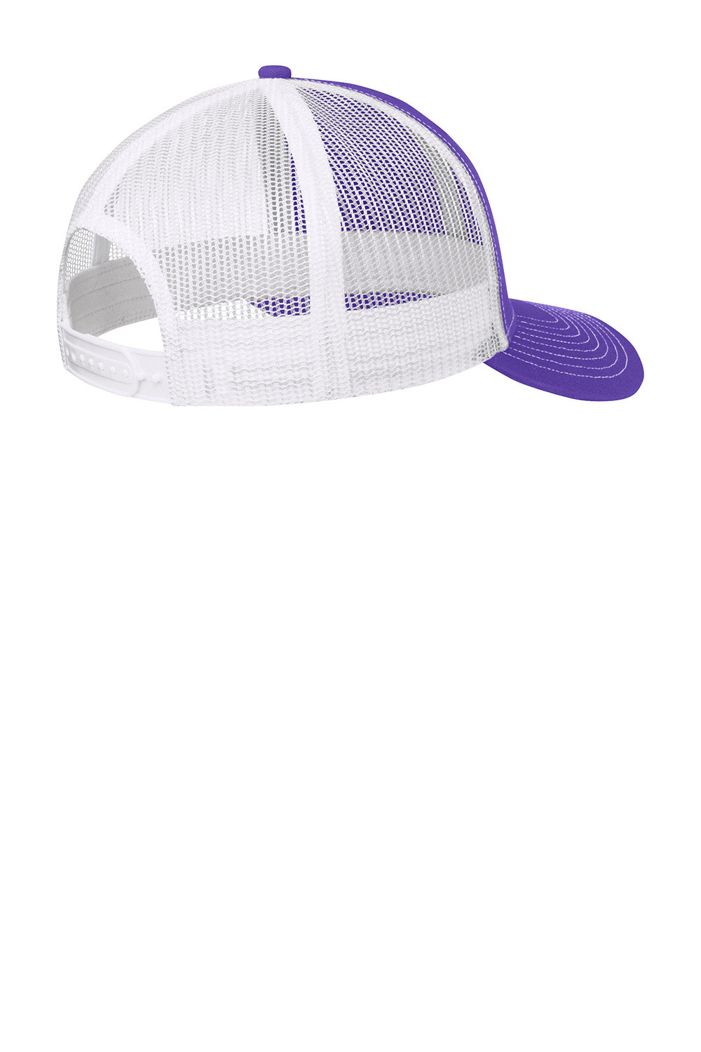 Port Authority C112 Mens Adjustable Trucker Hat Purple/White Flat Back