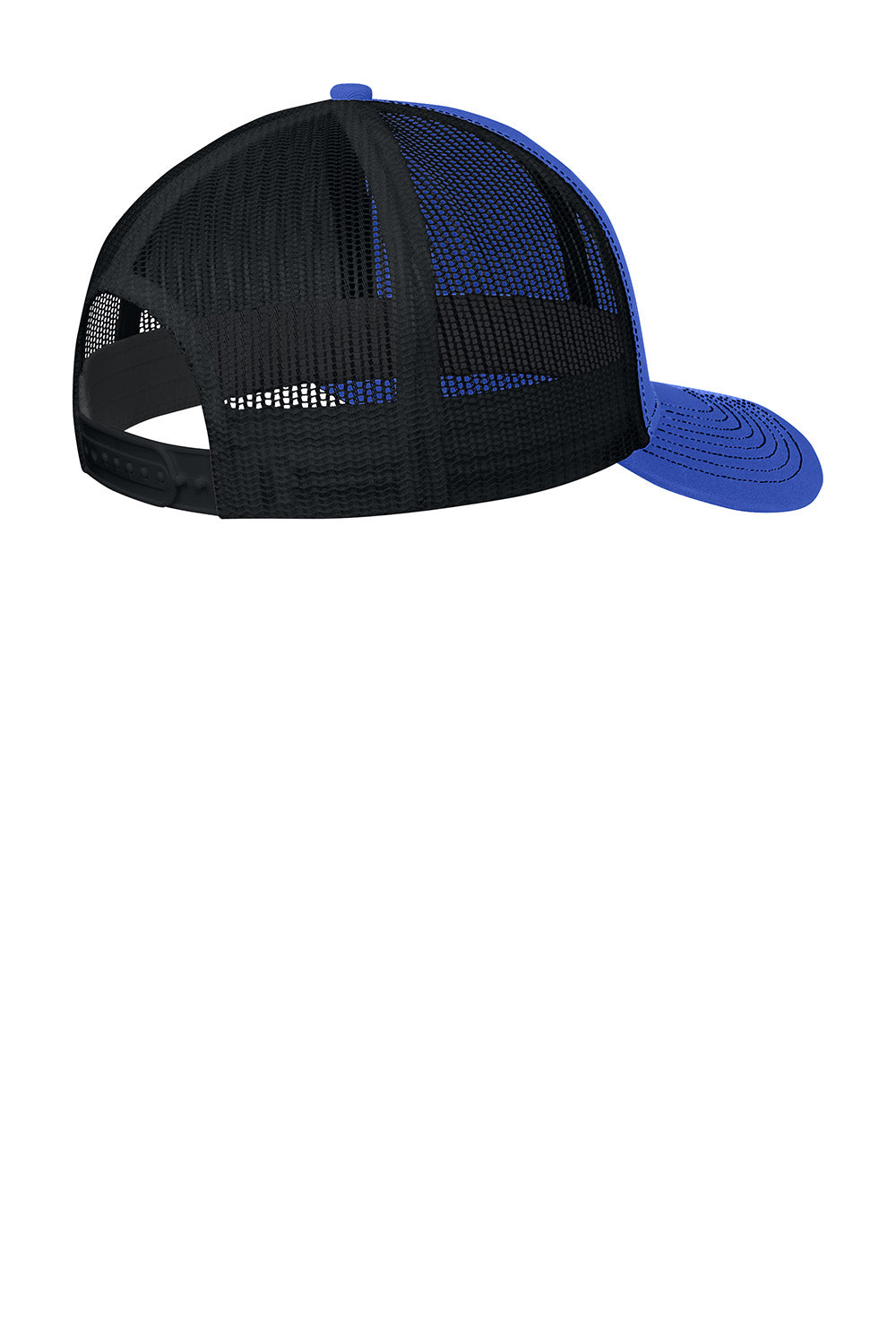 Port Authority C112 Mens Adjustable Trucker Hat True Royal Blue/Black Flat Back