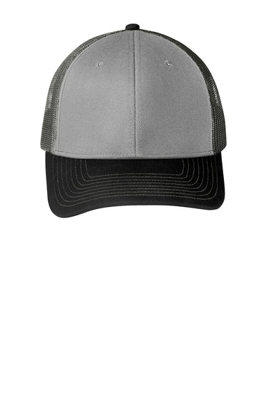 Port Authority C112 Adjustable Trucker Hat Gusty Grey/Black/Steel Grey Flat Front