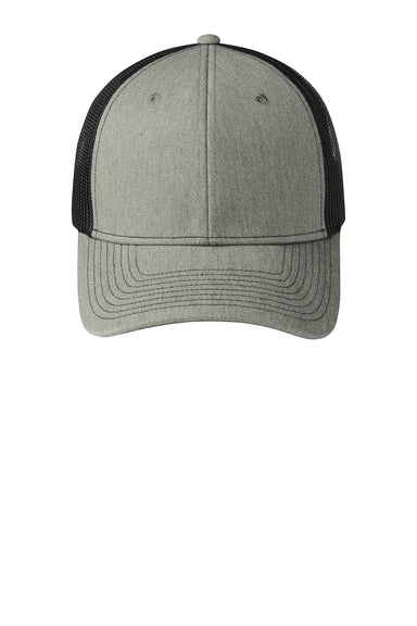 Port Authority C112 Adjustable Trucker Hat Heather Grey/Black Flat Front