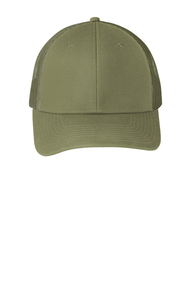 Port Authority C112 Adjustable Trucker Hat Olive Drab Green Flat Front