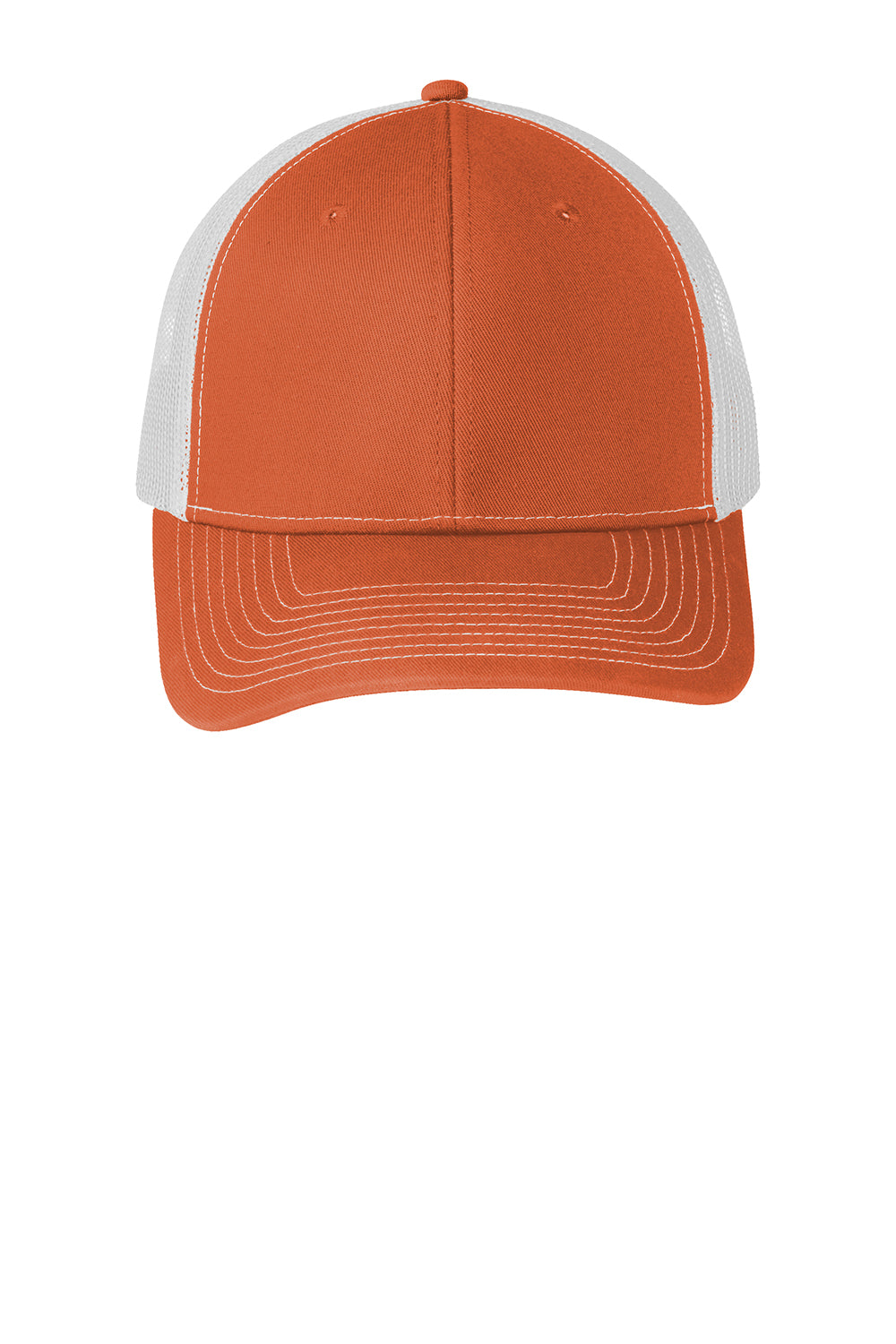 Port Authority C112 Adjustable Trucker Hat Texas Orange/White Flat Front