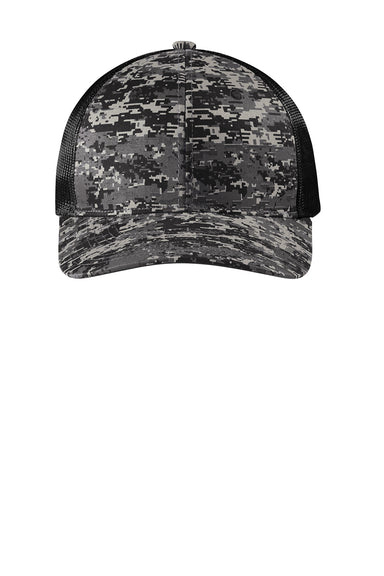 Port Authority C114 Digi Camo Snapback Trucker Hat Black Digital Camo/Black Flat Front