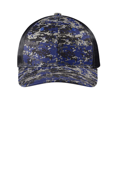 Port Authority C114 Digi Camo Snapback Trucker Hat Patriot Blue Digital Camo/Steel Grey Flat Front