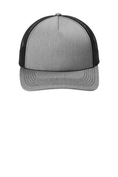 Port Authority C115LP Mens Low Profile Snapback Trucker Hat Heather Grey/Black Flat Front