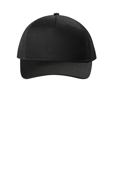 Port Authority C115 Snapback Trucker Hat Black Flat Front