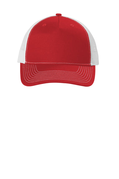 Port Authority C115 Snapback Trucker Hat Flame Red/White Flat Front