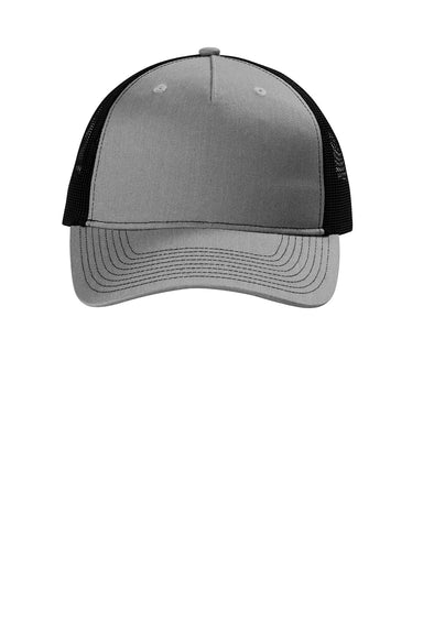 Port Authority C115 Snapback Trucker Hat Heather Grey/Black Flat Front