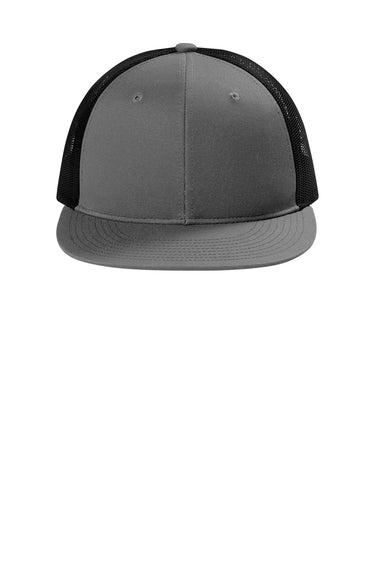 Port Authority C117 Snapback Flat Bill Trucker Hat Steel Grey/Black Flat Front