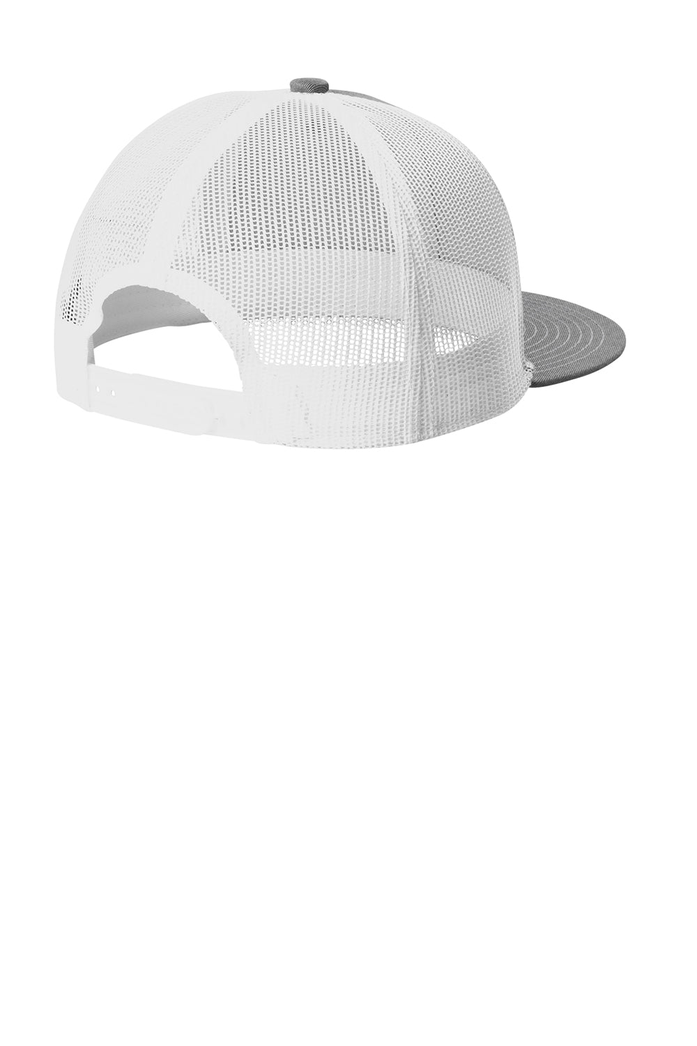 Port Authority C117 Snapback Flat Bill Trucker Hat Heather Grey/White Flat Back