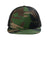 Port Authority C117 Snapback Flat Bill Trucker Hat Woodland Camo/Black Flat Front