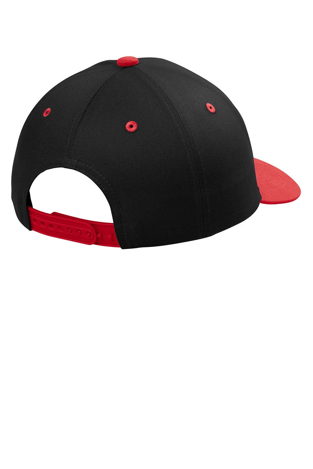 Port Authority C118 Snapback Hat Black/True Red Flat Back