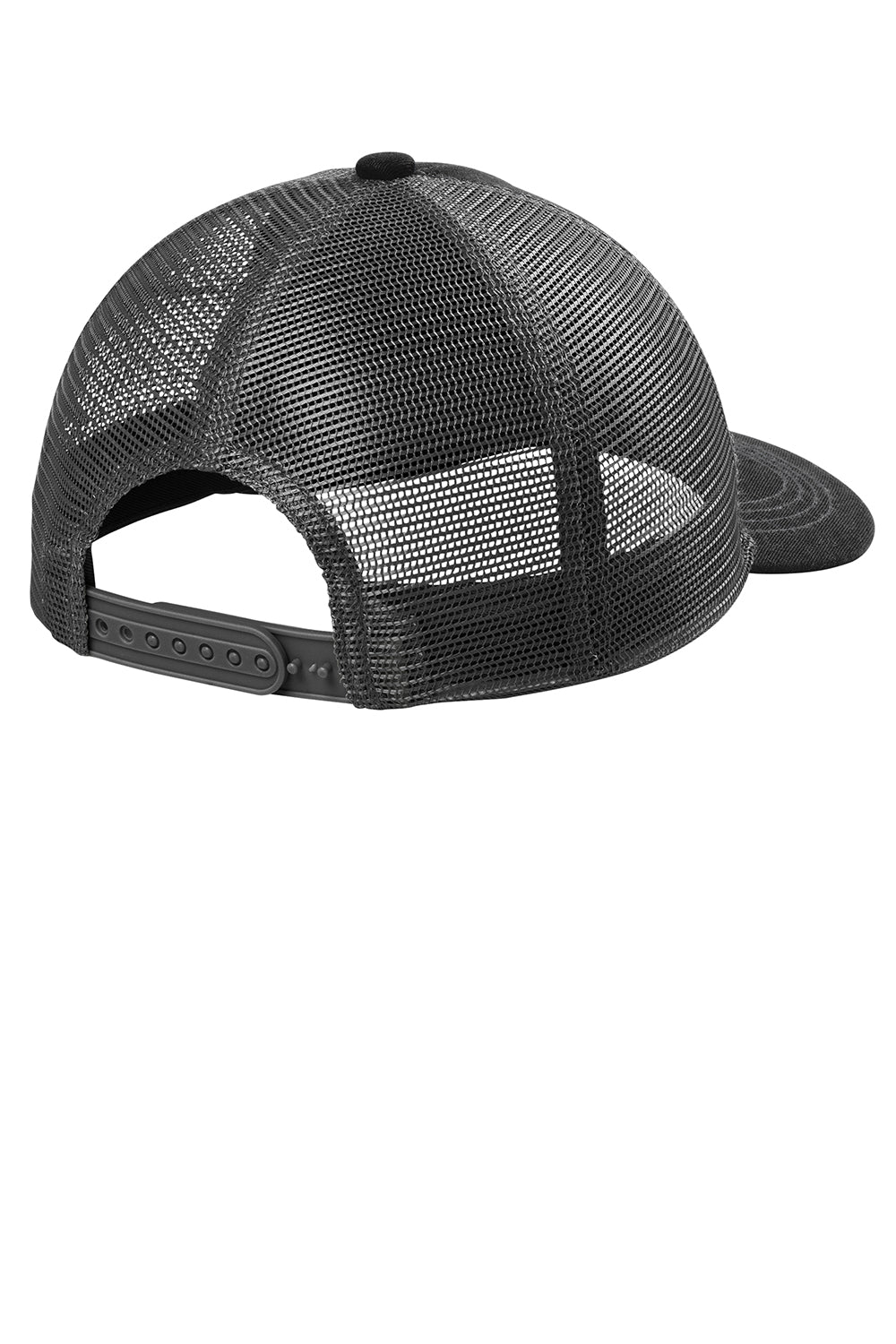 Port Authority C119 Snapback Trucker Hat Black/Grey Steel Flat Back