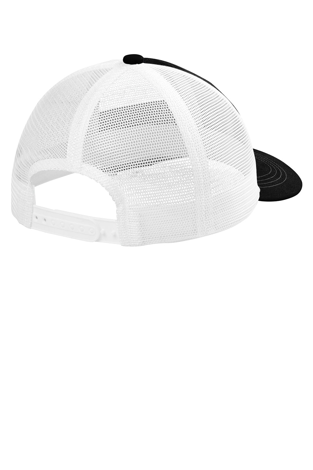 Port Authority C119 Snapback Trucker Hat Black/White Flat Back