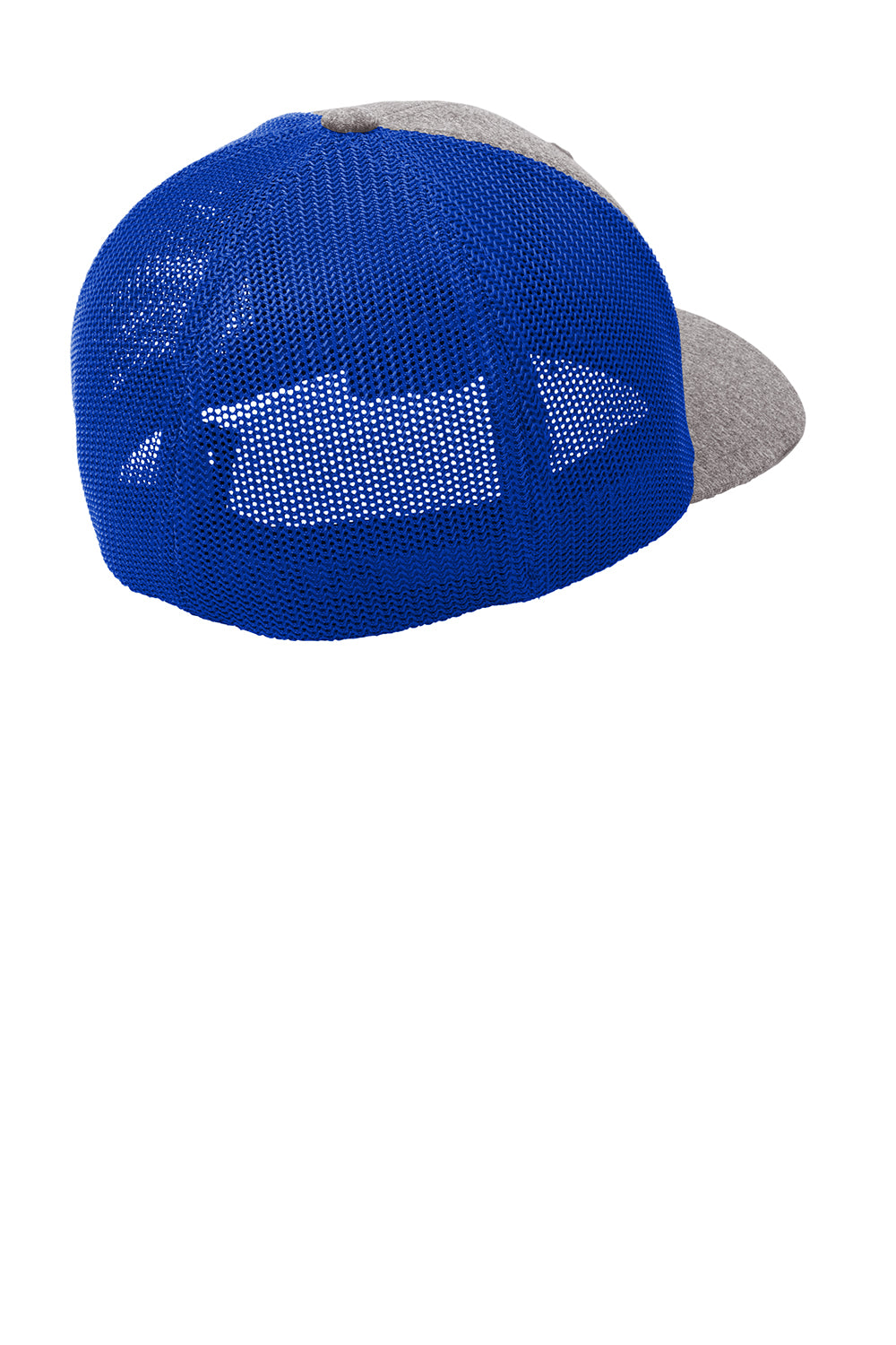 Port Authority C302 Mens Melange Mesh Back Flexfit Trucker Hat True Royal Blue/Heather Grey Flat Back