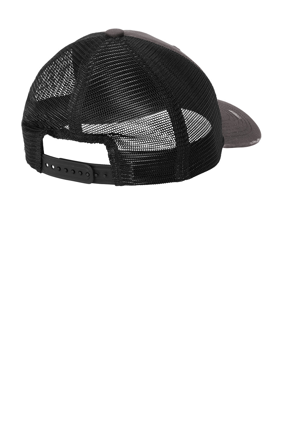 Port Authority C600 Distressed Mesh Back Adjustable Hat Steel Grey/Black Flat Back