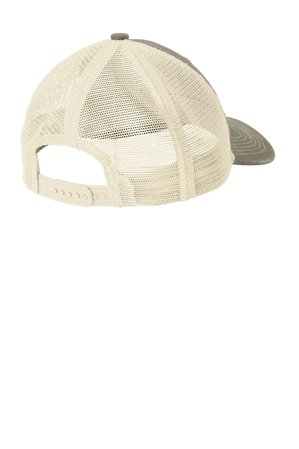 Port Authority C600 Distressed Mesh Back Adjustable Hat Light Olive Green/Stone Flat Back