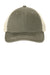 Port Authority C600 Distressed Mesh Back Adjustable Hat Light Olive Green/Stone Flat Front