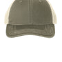 Port Authority Mens Distressed Mesh Back Adjustable Hat - Light Olive Green/Stone