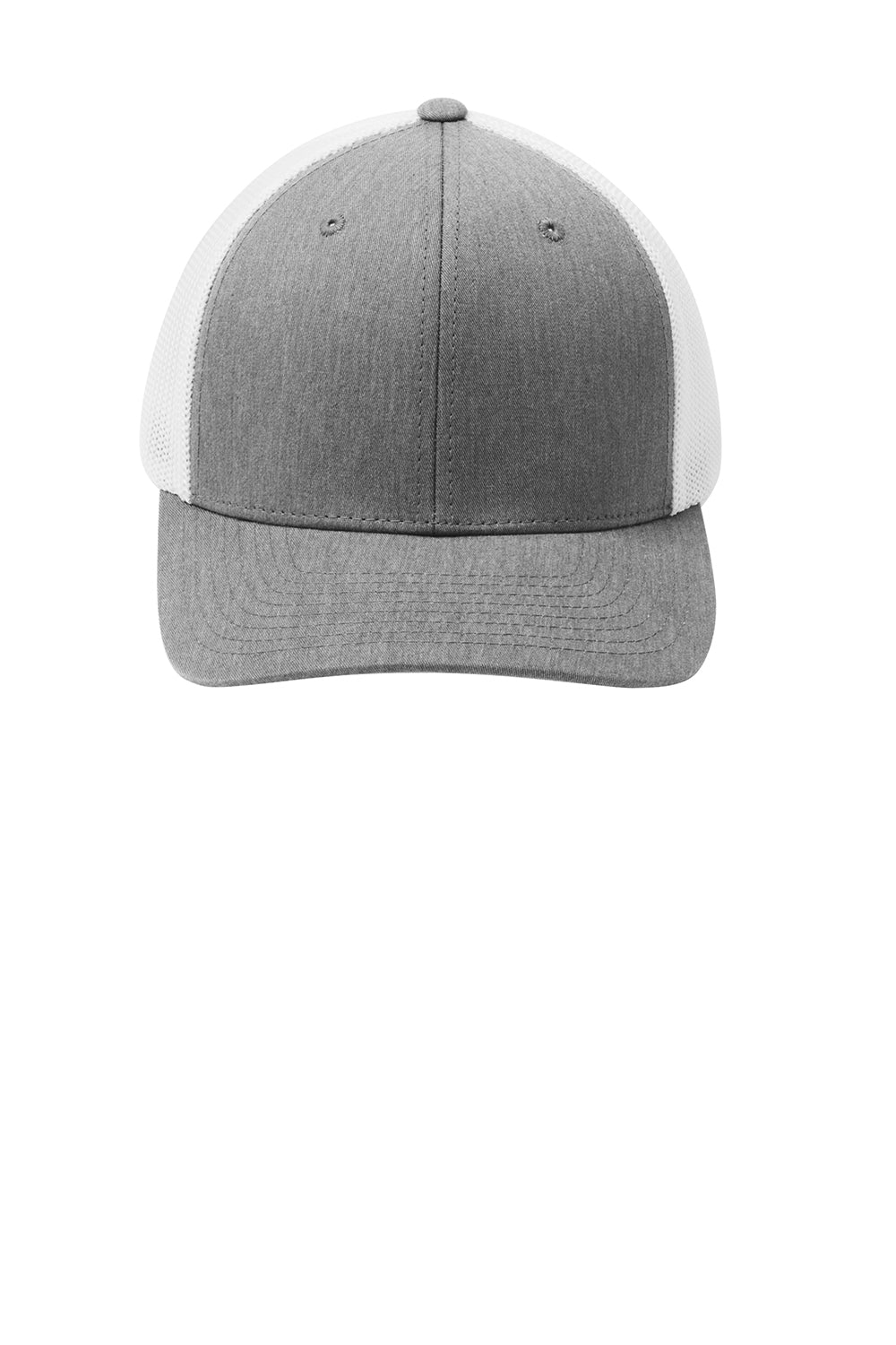 Port Authority C812 Mens Stretch Fit Hat Heather Grey/White Flat Front