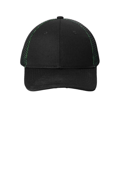 Port Authority C818 Adjustable Hat Black/Shock Green Flat Front