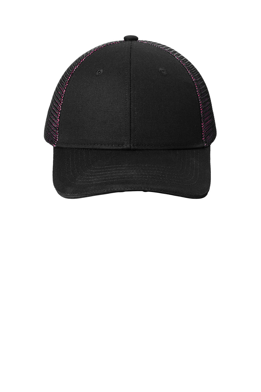 Port Authority C818 Adjustable Hat Black/Shock Pink Flat Front