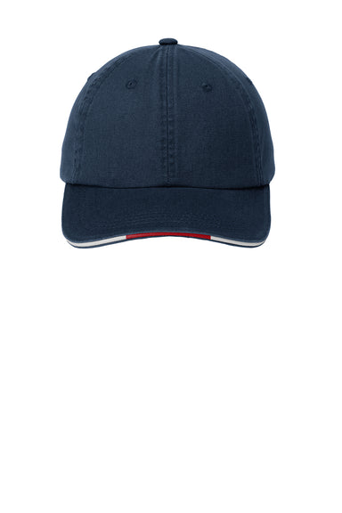 Port Authority C830 Adjustable Hat Classic Navy Blue/Red/White Flat Front