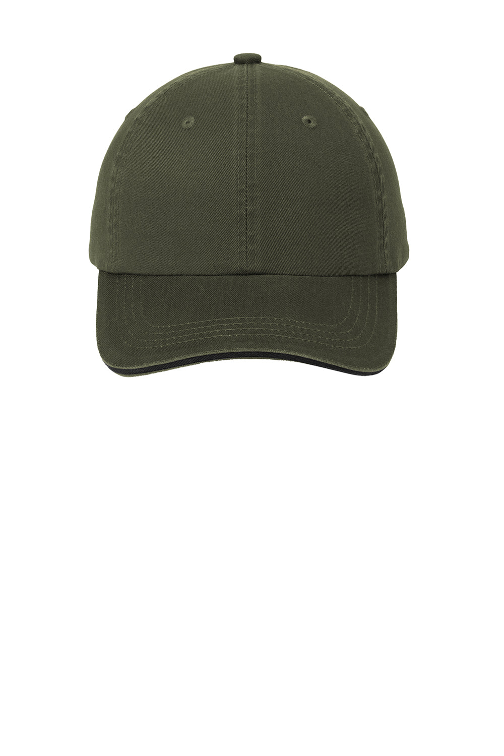 Port Authority C830 Adjustable Hat Olive Green/Black Flat Front