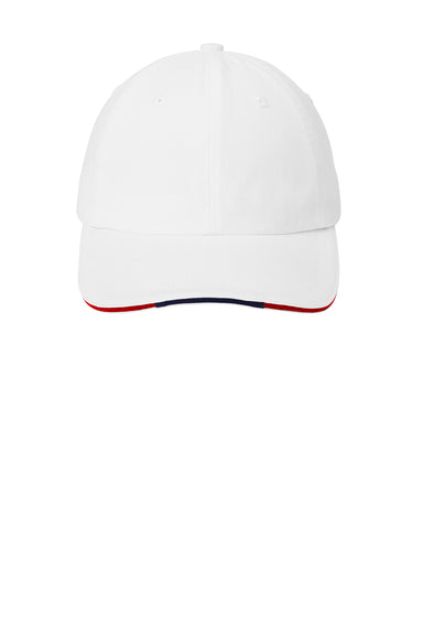 Port Authority C830 Adjustable Hat White/Classic Navy Blue/Red Flat Front