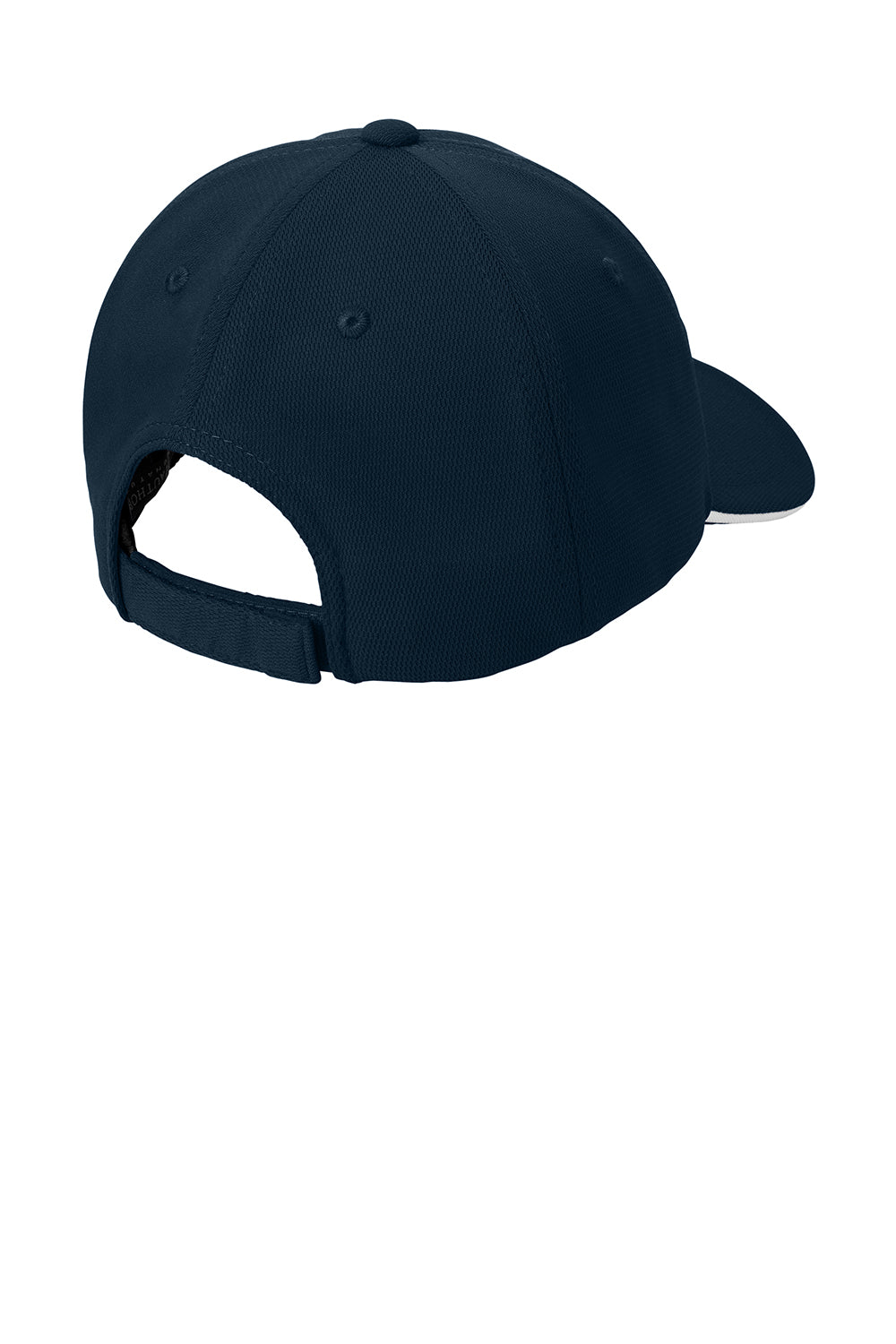 Port Authority C838 Dry Zone Moisture Wicking Adjustable Hat Classic Navy Blue/White Flat Back