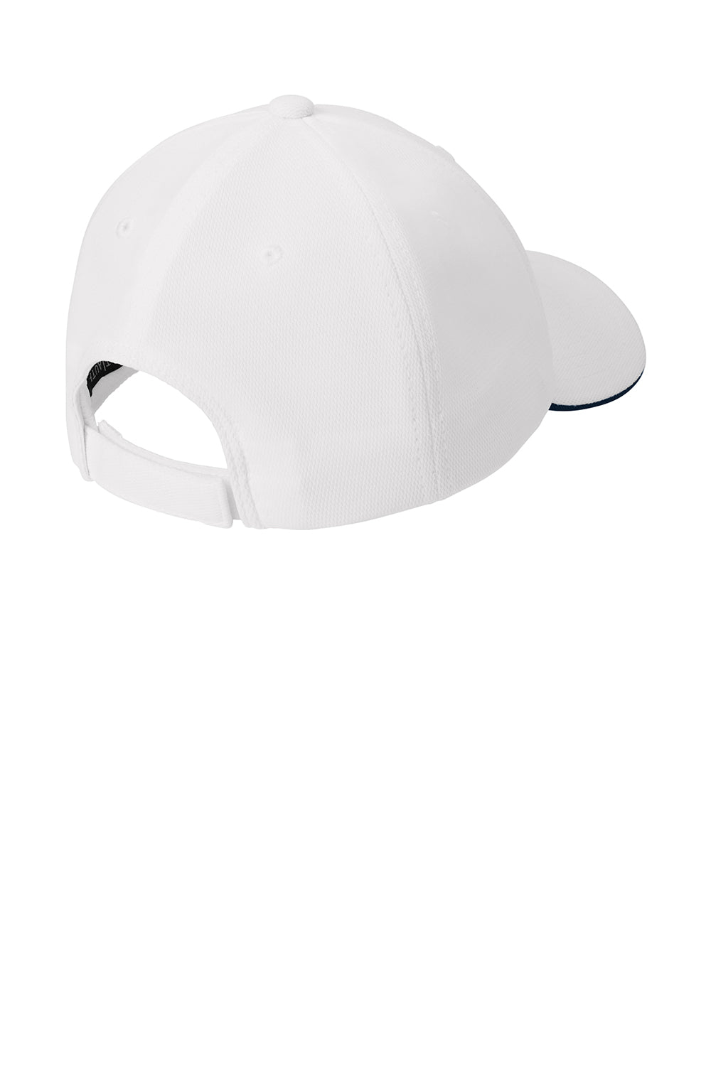 Port Authority C838 Dry Zone Moisture Wicking Adjustable Hat White/Classic Navy Blue Flat Back