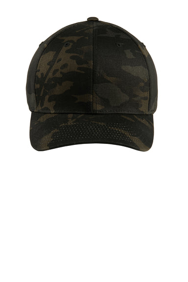 Port Authority C865 Mens Stretch Fit Hat Multicam Black Flat Front