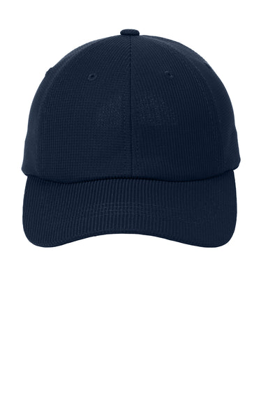 Port Authority C874 Moisture Wicking Adjustable Hat Navy Blue Flat Front