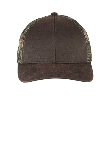 Port Authority C891 Pigment Print Camouflage Mesh Back Adjustable Hat Realtree Edge Camo/Brown Flat Front