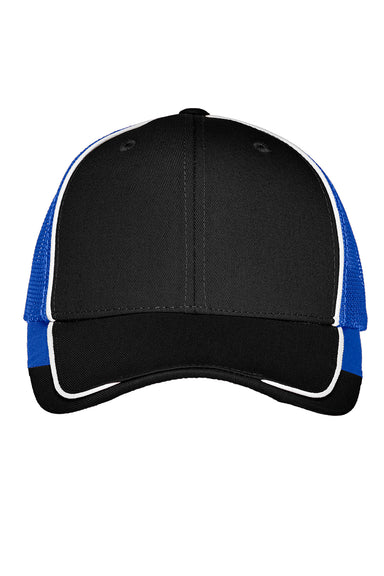 Port Authority C904 Adjustable Hat Black/White/True Royal Blue Flat Front